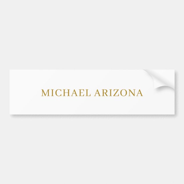 Gold & White Colour Minimalist Simple Plain Modern Bumper Sticker (Front)