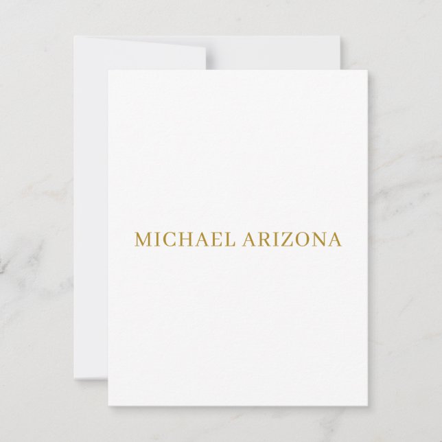 Gold & White Colour Minimalist Simple Plain Modern Card (Front)
