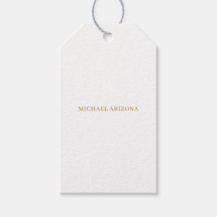 Gold & White Colour Minimalist Simple Plain Modern Gift Tags