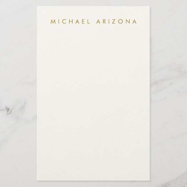 Gold & White Colour Minimalist Simple Plain Modern Stationery (Front)