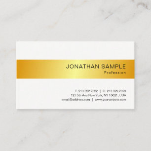 Gold White Colours Modern Elegant Minimalist Desig Business Card