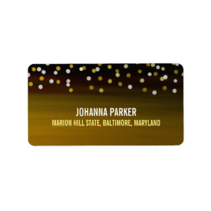 Gold White Confetti Modern Holiday Label