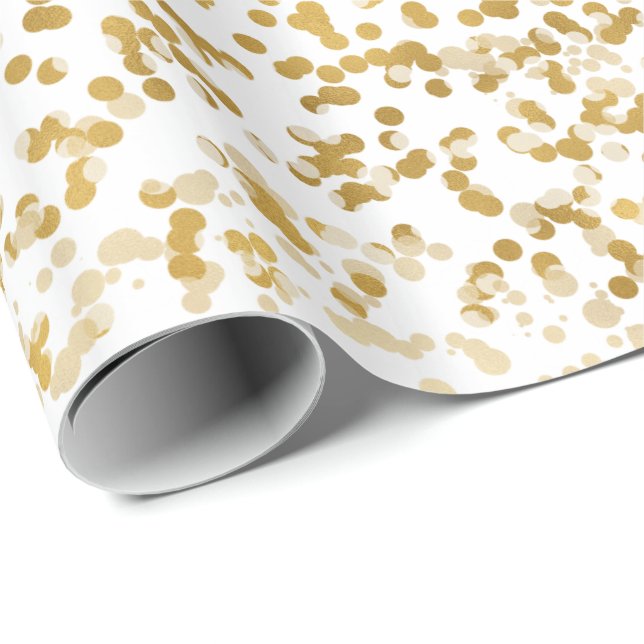 Gold White Confetti Wrapping Paper (Roll Corner)