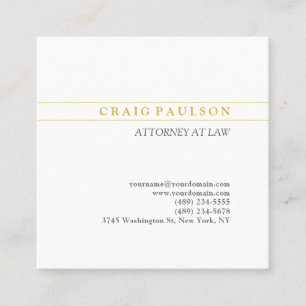 Gold & White Consultant Attorney Profession Matte  Square Business Card