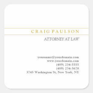 Gold & White Consultant Attorney Professional Square Sticker