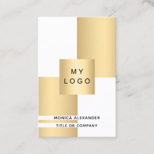 Gold white corporate logo QR code professional Business Card