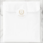 Gold White Crest Modern Monogram Wedding  Classic Round Sticker<br><div class="desc">Add a touch of sophistication to your wedding with the Gold White Crest Modern Monogram Wedding Classic Round Sticker. Featuring a classic white background with a luxurious gold crest design and a personalised monogram, this sticker is the perfect detail for your wedding invitations, favours, or decor. Its elegant yet modern...</div>
