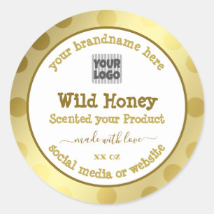 Gold White Custom Logo Product Packaging Labels