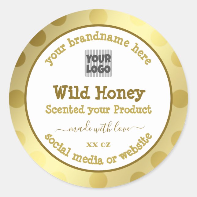 Gold White Custom Logo Product Packaging Labels (Front)