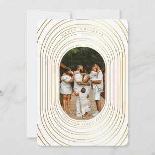 Gold White Custom Photo Family Christmas Card