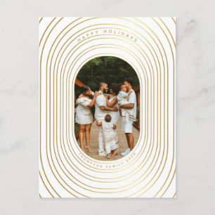 Gold White Custom Photo Family Christmas Holiday Postcard