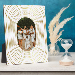 Gold White Custom Photo Family Christmas Plaque