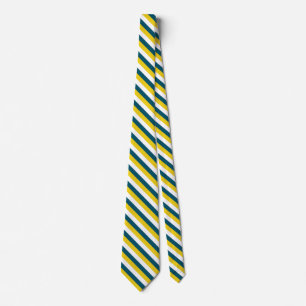 Gold White Dark Teal diagonal stripes pattern Tie