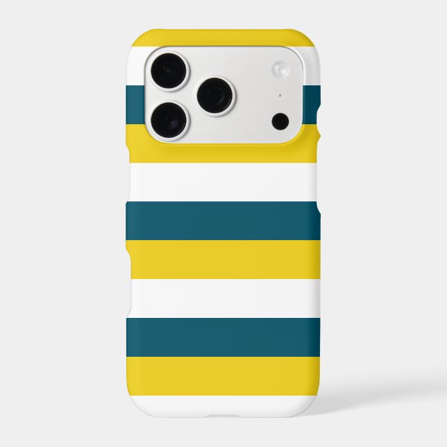 Gold White Dark Teal horizontal stripes pattern (Back)