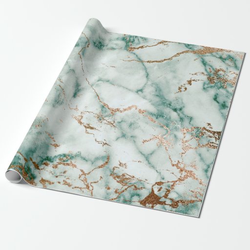 Image of Gold White Deep Green Marble Stone Brushes Wrapping Paper