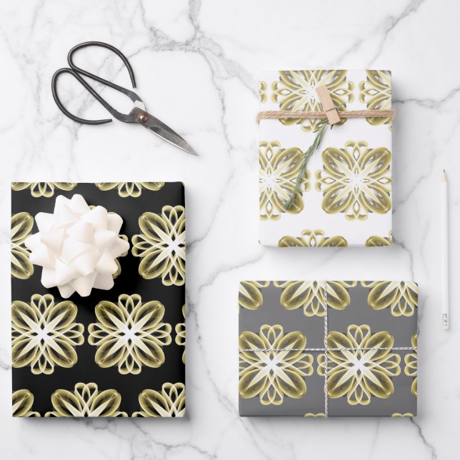 Gold White Design Customisable Background  Wrapping Paper Sheet (Front)