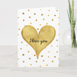 Gold White Dots Heart Love Card