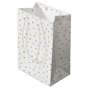 Gold White Dots Medium Gift Bag