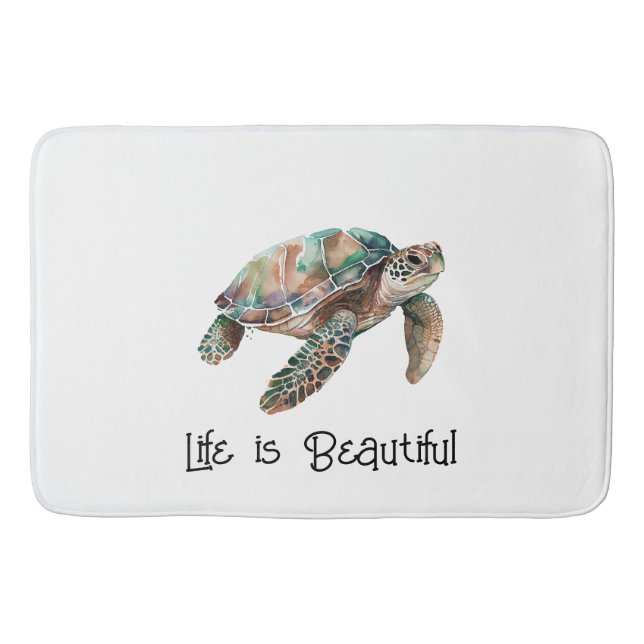Gold White Dream Sea Turtle Bath Mat (Front)