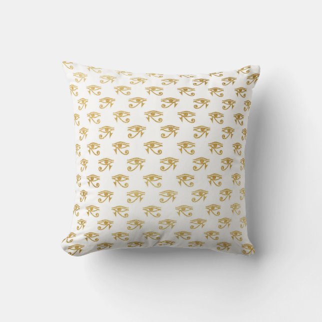 Gold & White Egyptian Egypt Eye Glam Modern Chic Cushion (Front)