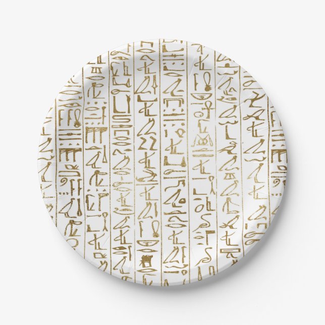 Gold & White Egyptian Egypt Glam Modern Chic Party Paper Plate (Front)