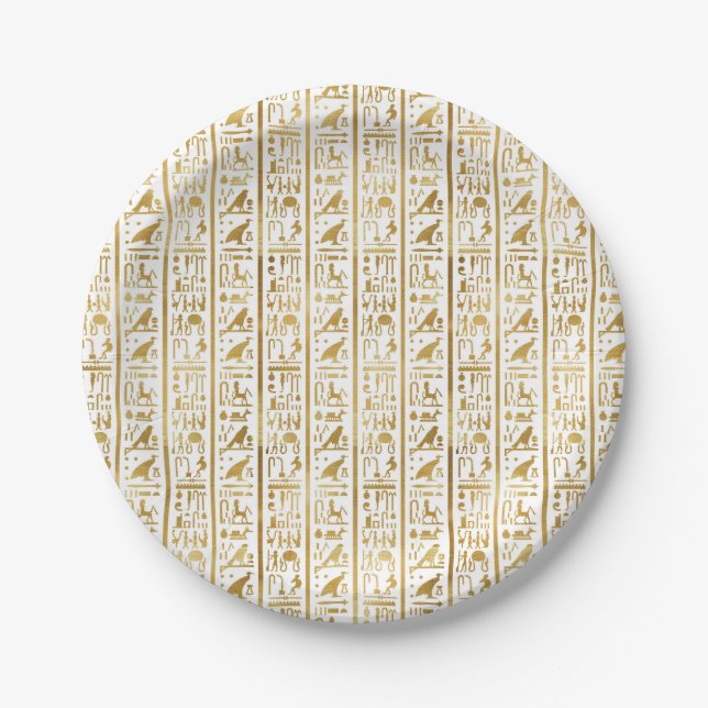 Gold & White Egyptian Egypt Glam Modern Chic Party Paper Plate (Front)