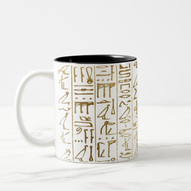 Gold & White Egyptian Egypt Glam Modern Chic Two-Tone Coffee Mug (Left)