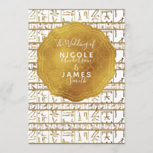 Gold White Egyptian Egypt Glam Modern Chic Wedding Invitation