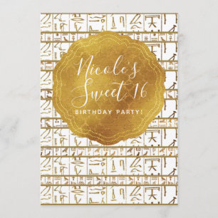 Gold White Egyptian Egypt Glam Sweet 16 Party Invitation