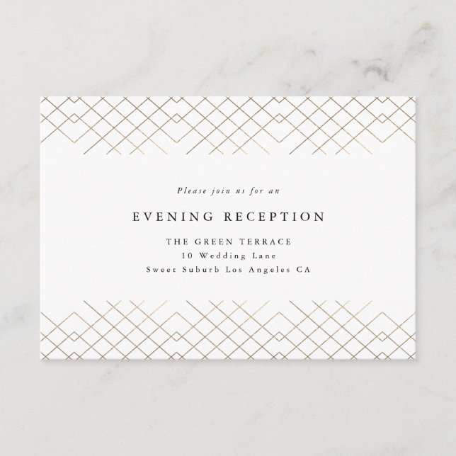 Gold White Elegance Diamond Geo Deco Wedding Enclosure Card (Front)