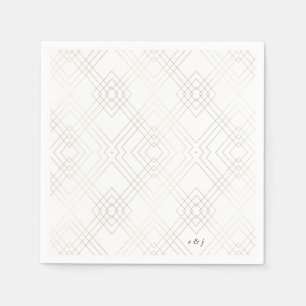 Gold White Elegance Diamond Geo Deco Wedding Napkin