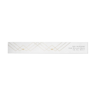 Gold White Elegance Diamond Geo Deco Wedding Wrap Around Label