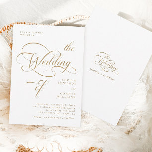 Gold & White Elegant Classy Calligraphy Wedding Invitation