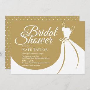 Gold White Elegant Gown Bridal Shower Invitation