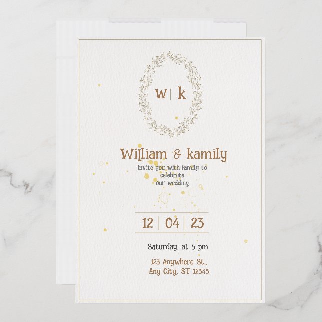 Gold & White Elegant Minimalist Aesthetic Wedding  (Envelope)