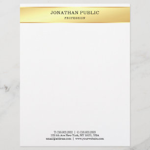 Gold White Elegant Minimalist Design Professional Custom Letterhead