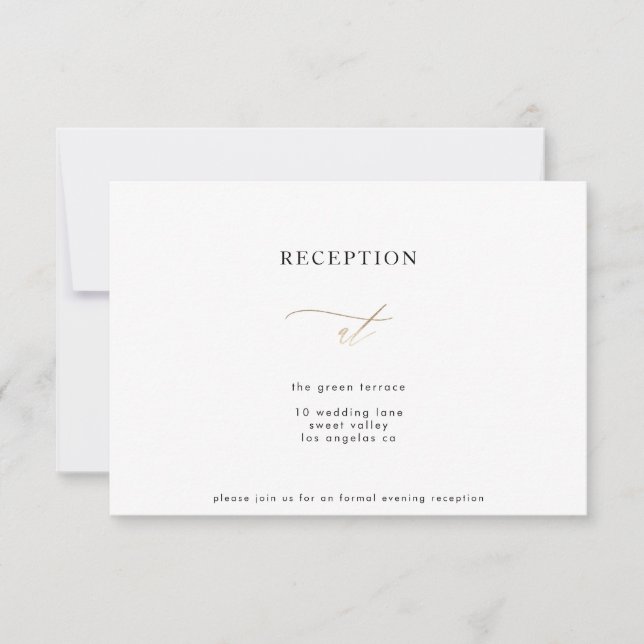 Gold White Elegant Modern Calligraphy Reception Invitation (Front)