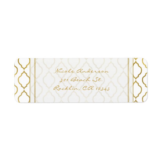 Gold & White Elegant Moroccan Glam Invitation (Front)