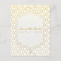 Gold & White Elegant Moroccan Glam Save the Date