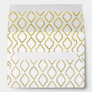 Gold & White Elegant Moroccan Wedding Invitation Envelope