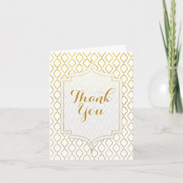 Gold & White Elegant Moroccan Wedding Thank You (Front)