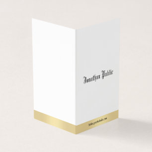Gold White Elegant Old Style Calligraphy Script Business Card