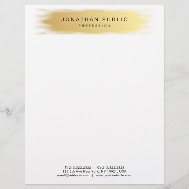 Gold White Elegant Professional Template Modern Custom Letterhead (Front)