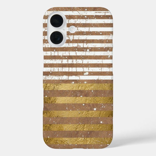 Gold & White Elegant Stripes Case-Mate iPhone Case (Back)
