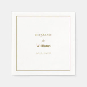 Gold White Elegant Wedding Minimal Modern Napkin