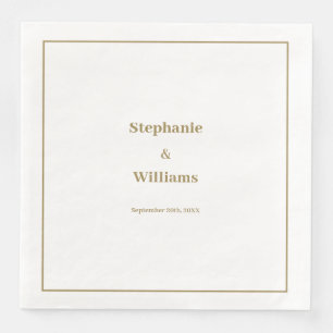 Gold White Elegant Wedding Minimal Modern Napkin