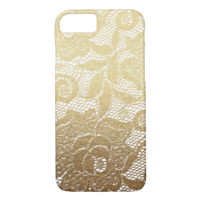 Gold & White Faux Floral Lace Case-Mate iPhone Case (Back)
