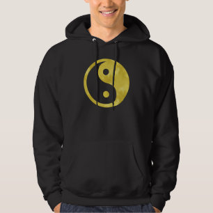 Gold White Faux Foil Metallic Yin Yang Taoism Hoodie