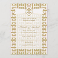 Gold White Fleur de Lis Greek Key Wedding Event