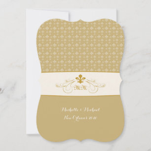 Gold White Fleur de Lis Wedding Event Invitation